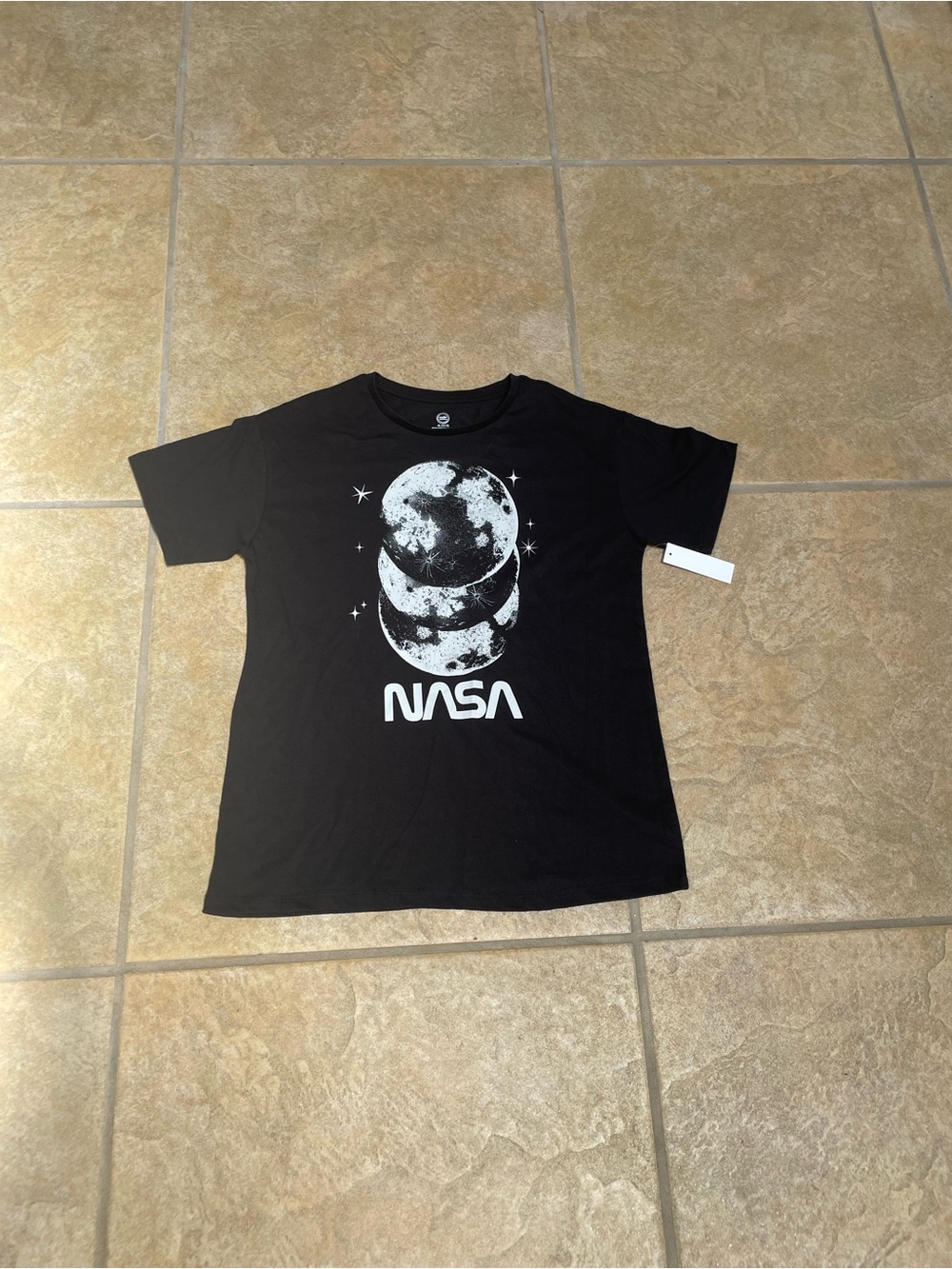 wonder nation Black Tee with White NASA Moon Graphic